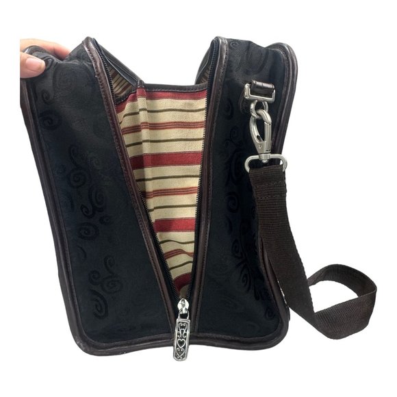 Brighton Carry On Bag Luggage Croc Leather and Fabric EUC Brown & Black - Picture 13 of 16